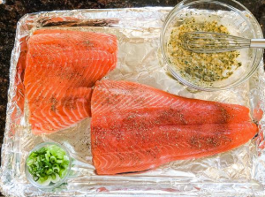 prepped salmon